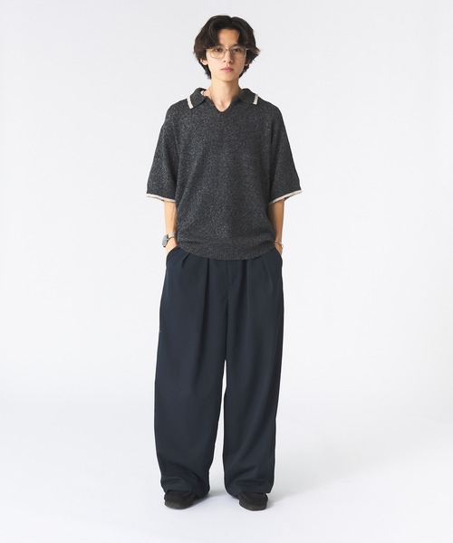 Adoon plain（アドーンプレーン）の「メランジスキッパーポロシャツ（ポロシャツ・メンズ・ライトブルー/チャコールグレー・MEDIUM/LARGE）」の12枚目の写真