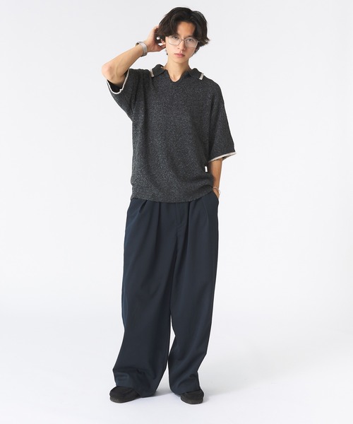 Adoon plain（アドーンプレーン）の「メランジスキッパーポロシャツ（ポロシャツ・メンズ・ライトブルー/チャコールグレー・MEDIUM/LARGE）」の13枚目の写真