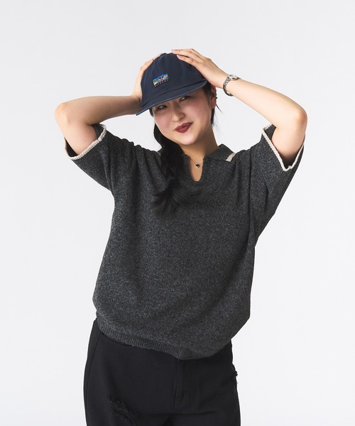 Adoon plain（アドーンプレーン）の「メランジスキッパーポロシャツ（ポロシャツ・メンズ・ライトブルー/チャコールグレー・MEDIUM/LARGE）」の7枚目の写真