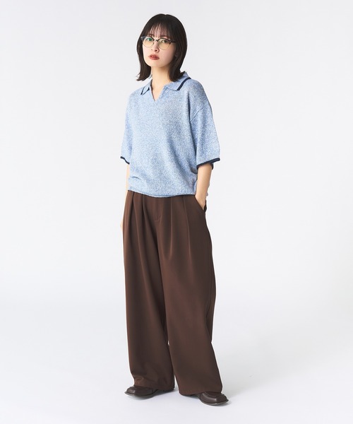 Adoon plain（アドーンプレーン）の「メランジスキッパーポロシャツ（ポロシャツ・メンズ・ライトブルー/チャコールグレー・MEDIUM/LARGE）」の22枚目の写真