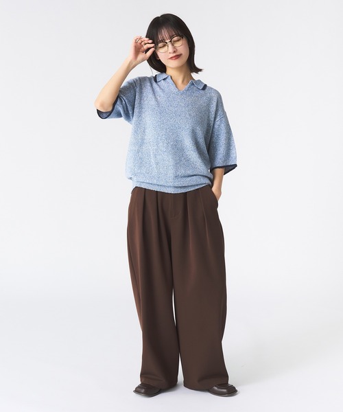 Adoon plain（アドーンプレーン）の「メランジスキッパーポロシャツ（ポロシャツ・メンズ・ライトブルー/チャコールグレー・MEDIUM/LARGE）」の21枚目の写真