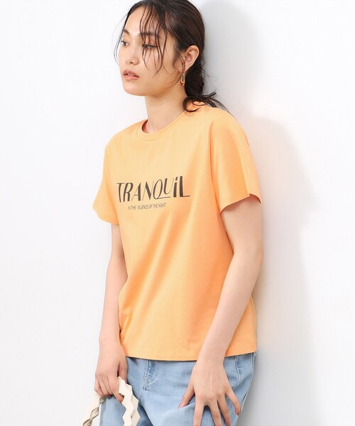 OPAQUE.CLIP(オペークドットクリップ)の「◆ロゴプリントTシャツ【洗濯機洗い可】(Tシャツ/カットソー・レディース・ブラック/オレンジ系/ホワイト・40/38/36)」の1枚目の写真