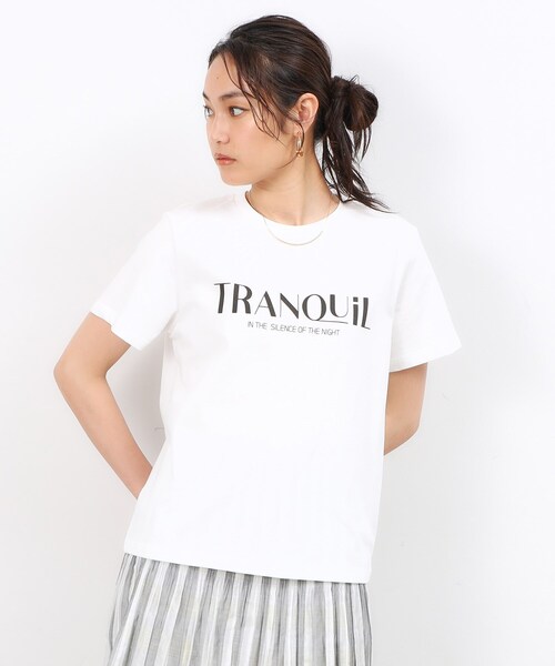 OPAQUE.CLIP(オペークドットクリップ)の「◆ロゴプリントTシャツ【洗濯機洗い可】(Tシャツ/カットソー・レディース・ブラック/オレンジ系/ホワイト・40/38/36)」の2枚目の写真