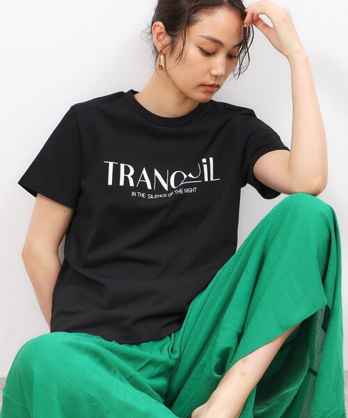 OPAQUE.CLIP(オペークドットクリップ)の「◆ロゴプリントTシャツ【洗濯機洗い可】(Tシャツ/カットソー・レディース・ブラック/オレンジ系/ホワイト・40/38/36)」の3枚目の写真