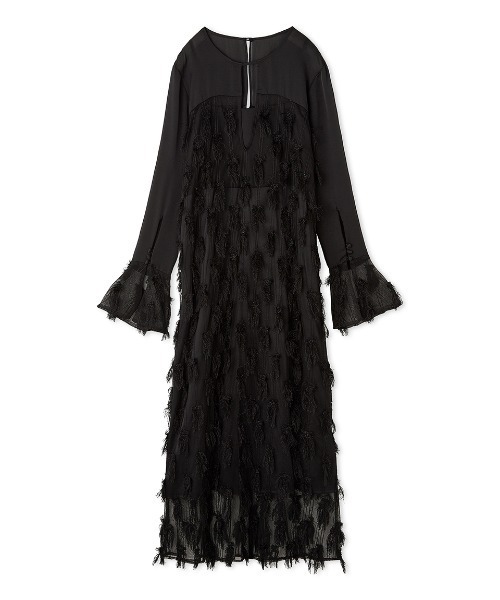 FRAY I.D(フレイアイディー)の「フリンジジャカードドレス(ドレス・レディース・アイボリー/ブラック・0/1)」の2枚目の写真