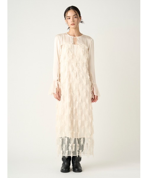 FRAY I.D(フレイアイディー)の「フリンジジャカードドレス(ドレス・レディース・アイボリー/ブラック・0/1)」の3枚目の写真