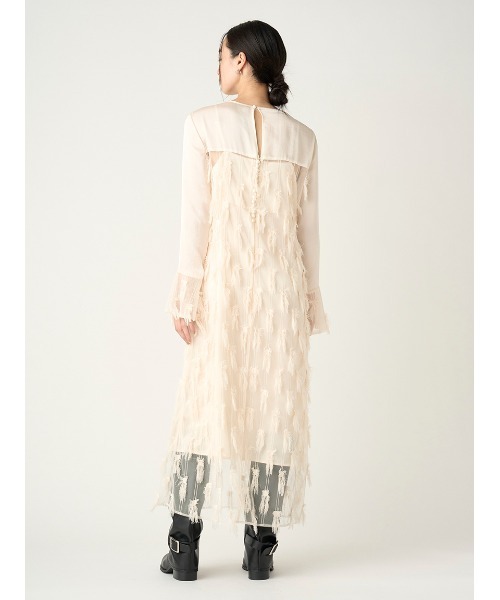 FRAY I.D(フレイアイディー)の「フリンジジャカードドレス(ドレス・レディース・アイボリー/ブラック・0/1)」の4枚目の写真