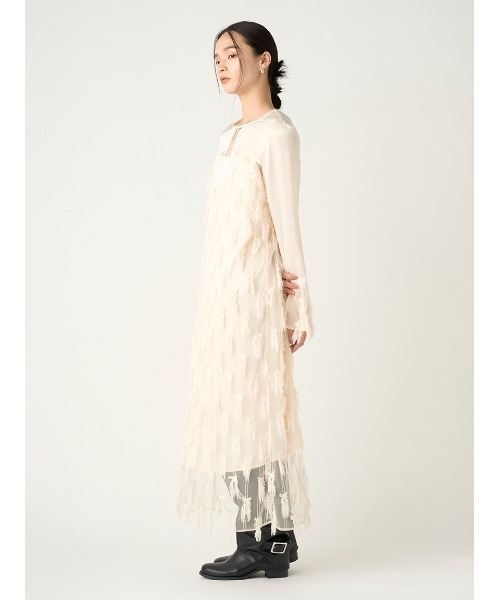 FRAY I.D(フレイアイディー)の「フリンジジャカードドレス(ドレス・レディース・アイボリー/ブラック・0/1)」の5枚目の写真