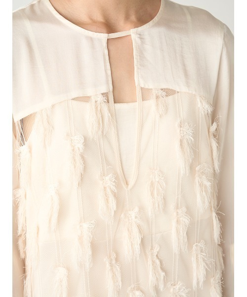 FRAY I.D(フレイアイディー)の「フリンジジャカードドレス(ドレス・レディース・アイボリー/ブラック・0/1)」の6枚目の写真