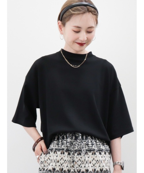 AMERICAN HOLIC(アメリカンホリック)の「モックネック5分袖カットプルオーバー(Tシャツ/カットソー・レディース・ブルー/オフホワイト/ブラック/グレー・M/L)」の2枚目の写真