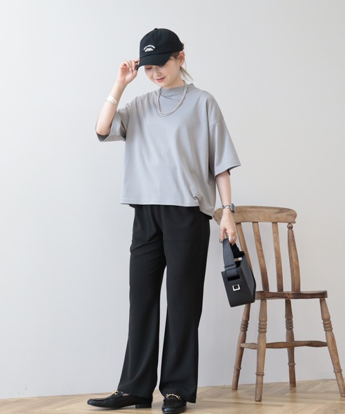 AMERICAN HOLIC(アメリカンホリック)の「モックネック5分袖カットプルオーバー(Tシャツ/カットソー・レディース・ブルー/オフホワイト/ブラック/グレー・M/L)」の6枚目の写真