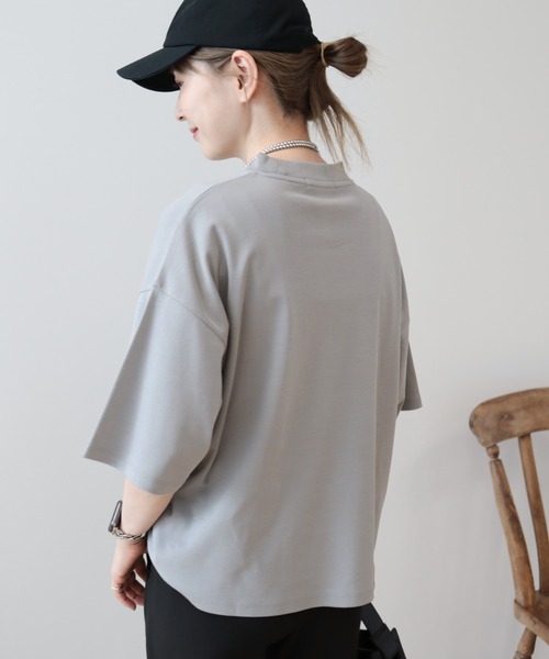 AMERICAN HOLIC(アメリカンホリック)の「モックネック5分袖カットプルオーバー(Tシャツ/カットソー・レディース・ブルー/オフホワイト/ブラック/グレー・M/L)」の8枚目の写真