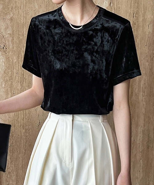 OSYAREVO(オシャレボ)の「ベロア Tシャツ(Tシャツ/カットソー・レディース・ホワイト/ブラック・LARGE/MEDIUM)」の11枚目の写真