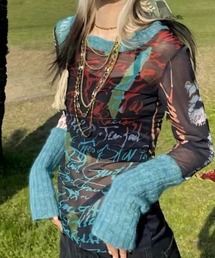 LADY LIKE | リブ切替えカラフルシアートップス(Tシャツ/カットソー)