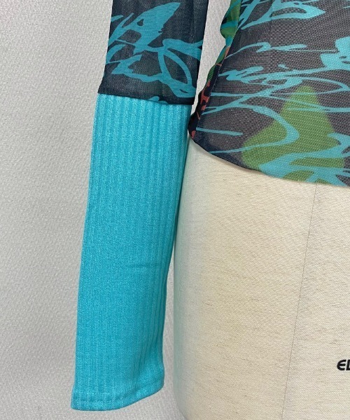 LADY LIKE(レディライク)の「リブ切替えカラフルシアートップス(Tシャツ/カットソー・レディース・ブルー・M)」の9枚目の写真