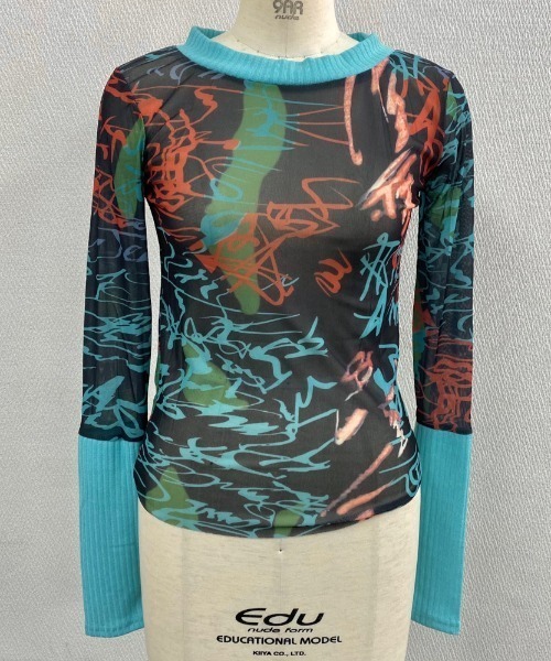 LADY LIKE(レディライク)の「リブ切替えカラフルシアートップス(Tシャツ/カットソー・レディース・ブルー・M)」の8枚目の写真