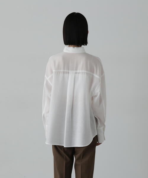 N.（N. Natural Beauty Basic）（エヌエヌナチュラルビューティーベーシック）の「◆フリルフロントシアーシャツ（シャツ/ブラウス・レディース・イエロー/オフホワイト・MEDIUM）」の12枚目の写真