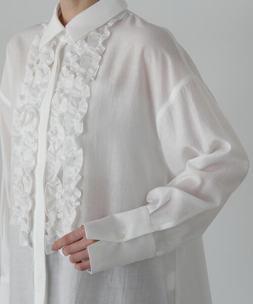 N.（N. Natural Beauty Basic）（エヌエヌナチュラルビューティーベーシック）の「◆フリルフロントシアーシャツ（シャツ/ブラウス・レディース・イエロー/オフホワイト・MEDIUM）」の15枚目の写真