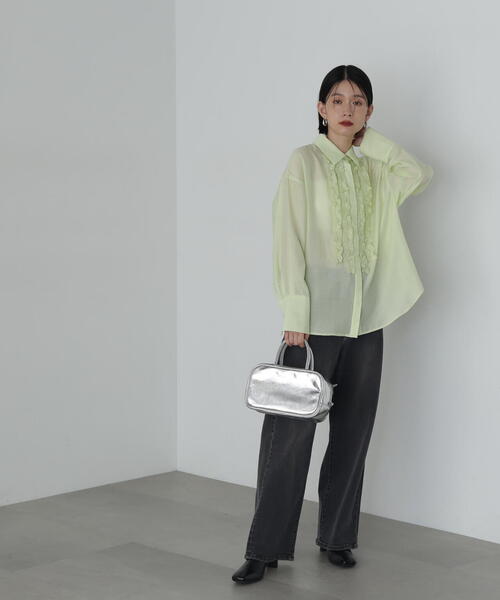 N.（N. Natural Beauty Basic）（エヌエヌナチュラルビューティーベーシック）の「◆フリルフロントシアーシャツ（シャツ/ブラウス・レディース・イエロー/オフホワイト・MEDIUM）」の20枚目の写真