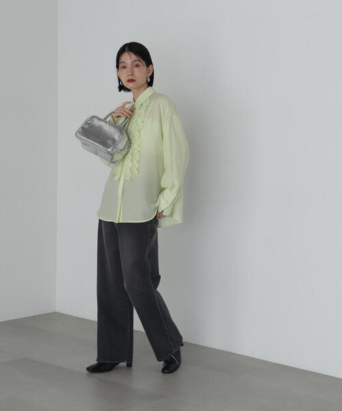 N.（N. Natural Beauty Basic）（エヌエヌナチュラルビューティーベーシック）の「◆フリルフロントシアーシャツ（シャツ/ブラウス・レディース・イエロー/オフホワイト・MEDIUM）」の22枚目の写真