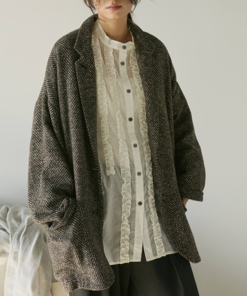 新品　コーデュロイ ヘリンボーン ショート コート ジャケット ELENCARE DUE ジャケット テーラードジャケット ヘリンボーンショート