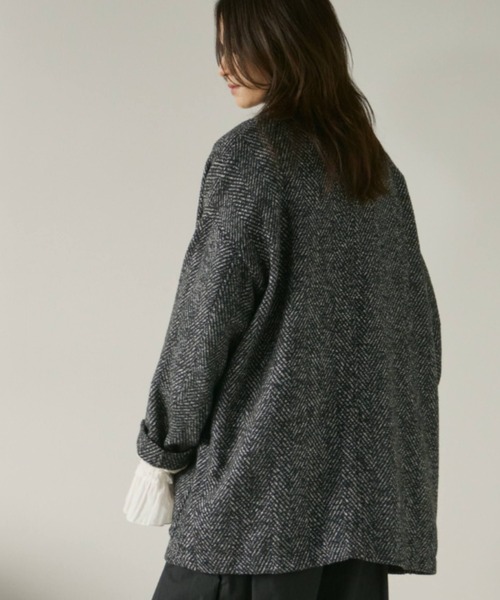 Libra Cue（リブラ キュー）の「ヘリンボーンショートコート（チェスターコート・レディース・ブラック/ブラウン・FREE）」の13枚目の写真