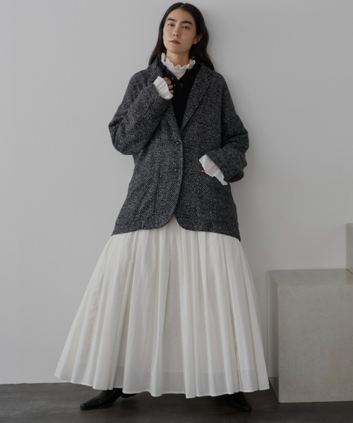 Libra Cue（リブラ キュー）の「ヘリンボーンショートコート（チェスターコート・レディース・ブラック/ブラウン・FREE）」の8枚目の写真