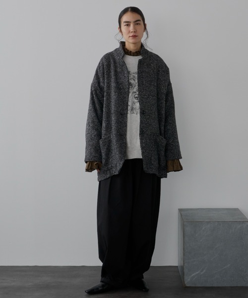 Libra Cue（リブラ キュー）の「ヘリンボーンショートコート（チェスターコート・レディース・ブラック/ブラウン・FREE）」の10枚目の写真