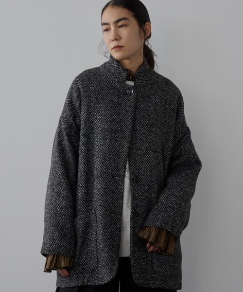 Libra Cue（リブラ キュー）の「ヘリンボーンショートコート（チェスターコート・レディース・ブラック/ブラウン・FREE）」の9枚目の写真