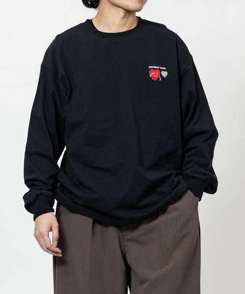 JOHN'S CLOSET(ジョンズクローゼット)の「【13】ワンポイントサガラ刺繍 ロングスリーブTシャツ ハート オバケ(Tシャツ/カットソー・メンズ・ホワイト系1/ホワイト系2/ブラック系2/ブラック系1/ホワイト系4/ブラック系3/ホワイト系3/ブラック系4・MEDIUM/LARGE)」の7枚目の写真