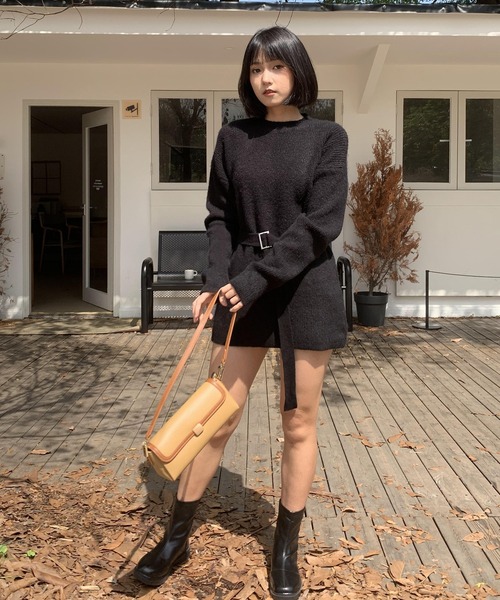 SHEPP(シープ)の「【ベルト付き】チュニック丈 ニットワンピース(ワンピース・レディース・ホワイト/グレー/ベージュ/ブラック・F)」の15枚目の写真