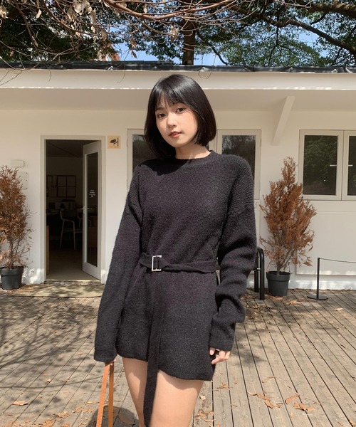 SHEPP(シープ)の「【ベルト付き】チュニック丈 ニットワンピース(ワンピース・レディース・ホワイト/グレー/ベージュ/ブラック・F)」の16枚目の写真