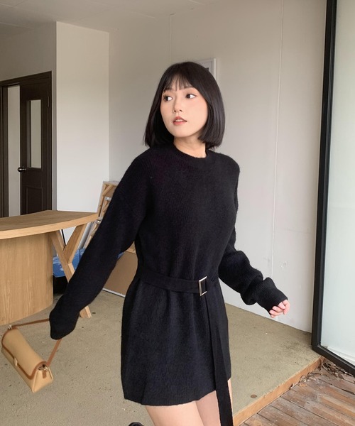 SHEPP(シープ)の「【ベルト付き】チュニック丈 ニットワンピース(ワンピース・レディース・ホワイト/グレー/ベージュ/ブラック・F)」の17枚目の写真