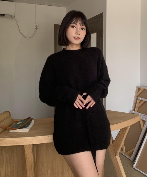SHEPP(シープ)の「【ベルト付き】チュニック丈 ニットワンピース(ワンピース・レディース・ホワイト/グレー/ベージュ/ブラック・F)」の19枚目の写真