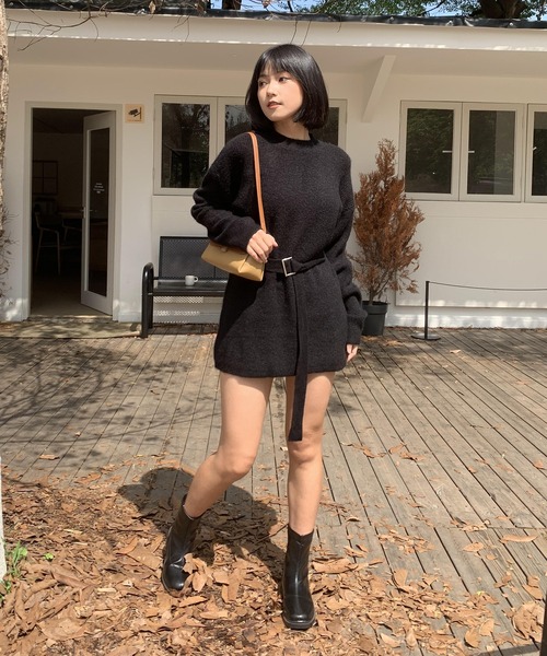 SHEPP(シープ)の「【ベルト付き】チュニック丈 ニットワンピース(ワンピース・レディース・ホワイト/グレー/ベージュ/ブラック・F)」の20枚目の写真
