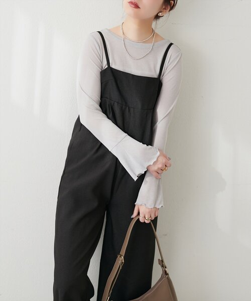 natural couture(ナチュラルクチュール)の「シンプルタックサロペット(その他パンツ・レディース・その他1/ブラウン/ブラック・FREE)」の5枚目の写真