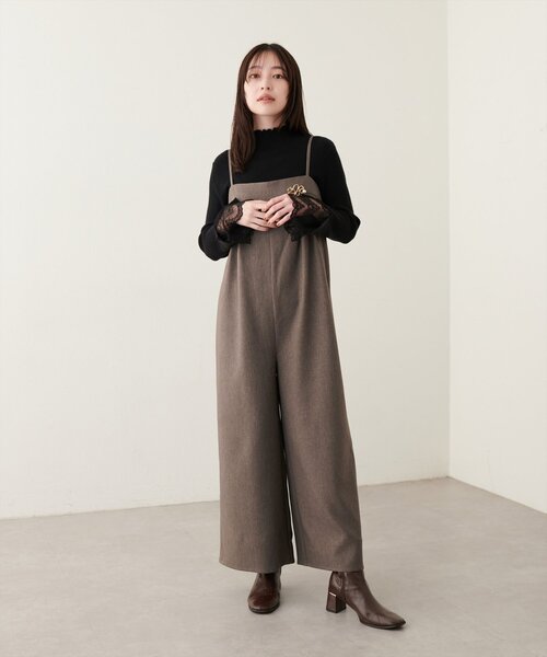 新品RALUTA natural couture ブラックベロアサロペット セール】大人シンプルサロペ（サロペット/オーバーオール