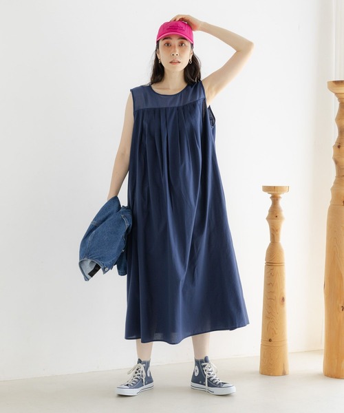 シェリエノースリーブワンピース studio CLIP（スタディオクリップ）の「シアー切り替えノースリーブ