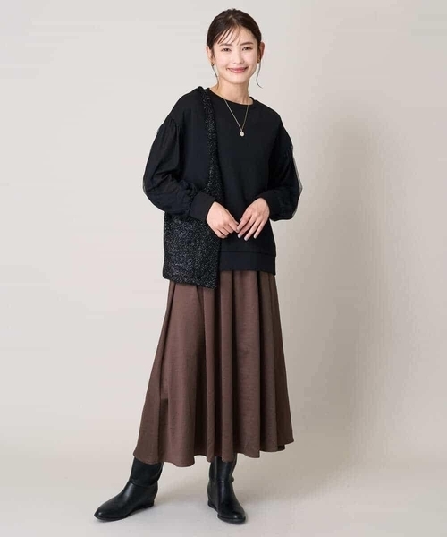 a.v.v(アーヴェヴェ)の「【洗濯機で洗える】落ち感サテンギャザースカート(スカート・レディース・ネイビー/ブラウン/チャコールグレー・34/36/40/38/42)」の15枚目の写真