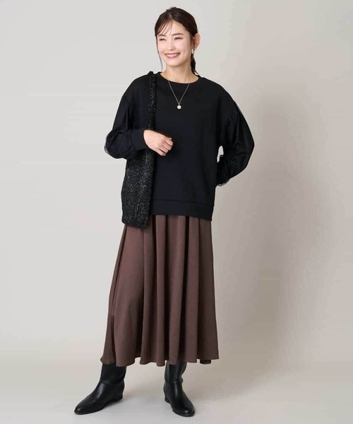 a.v.v(アーヴェヴェ)の「【洗濯機で洗える】落ち感サテンギャザースカート(スカート・レディース・ネイビー/ブラウン/チャコールグレー・34/36/40/38/42)」の16枚目の写真