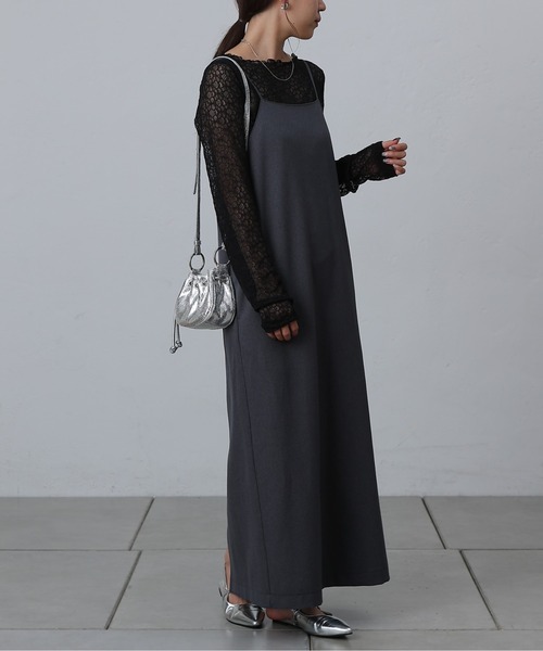 COLONY 2139（コロニートゥーワンスリーナイン）の「ウールライクIラインキャミワンピース（ワンピース・レディース・ブラック/グレー/チャコールグレー・FREE）」の2枚目の写真