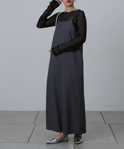 COLONY 2139（コロニートゥーワンスリーナイン）の「ウールライクIラインキャミワンピース（ワンピース・レディース・ブラック/グレー/チャコールグレー・FREE）」の8枚目の写真