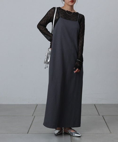 COLONY 2139（コロニートゥーワンスリーナイン）の「ウールライクIラインキャミワンピース（ワンピース・レディース・ブラック/グレー/チャコールグレー・FREE）」の10枚目の写真