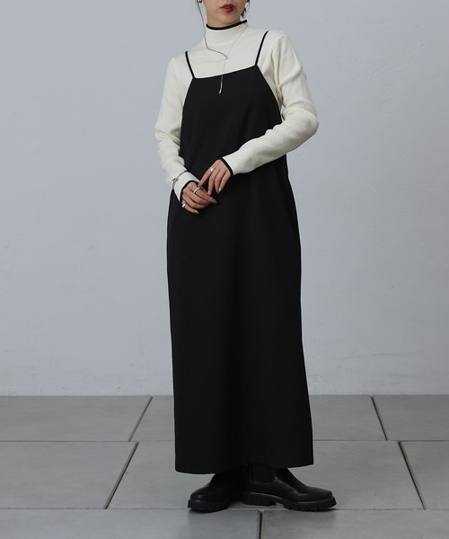 COLONY 2139（コロニートゥーワンスリーナイン）の「ウールライクIラインキャミワンピース（ワンピース・レディース・ブラック/グレー/チャコールグレー・FREE）」の4枚目の写真