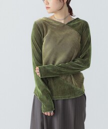 Ray BEAMS | RBS / フロッキー ストライプ Vネック トップス(Tシャツ/カットソー)