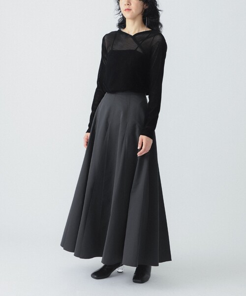 Ray BEAMS（レイビームス）の「RBS / フロッキー ストライプ Vネック トップス（Tシャツ/カットソー・レディース・ブラック/グリーン・ONE SIZE）」の5枚目の写真