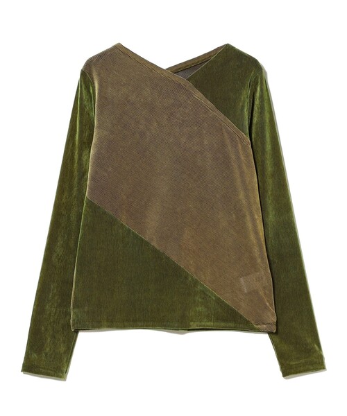 Ray BEAMS（レイビームス）の「RBS / フロッキー ストライプ Vネック トップス（Tシャツ/カットソー・レディース・ブラック/グリーン・ONE SIZE）」の19枚目の写真