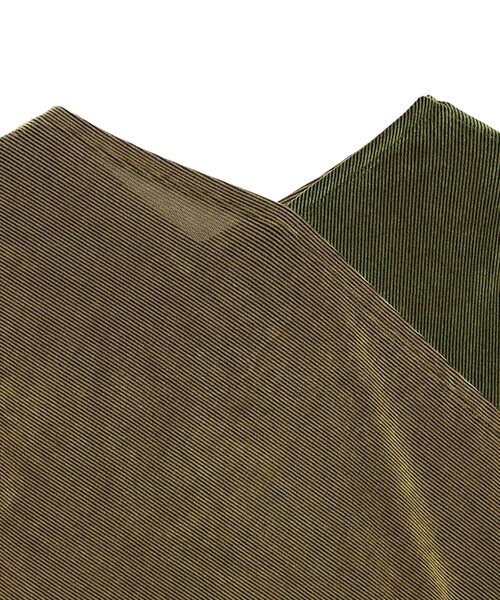 Ray BEAMS（レイビームス）の「RBS / フロッキー ストライプ Vネック トップス（Tシャツ/カットソー・レディース・ブラック/グリーン・ONE SIZE）」の21枚目の写真