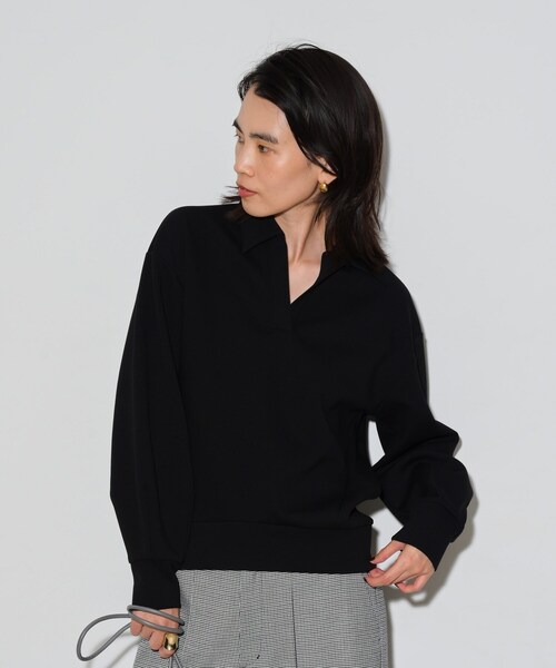 GALLEST(ギャレスト)の「ボンディングスキッパーポロTOPS(Tシャツ/カットソー・レディース・オリーブ/ブラック/アイボリー・38)」の3枚目の写真