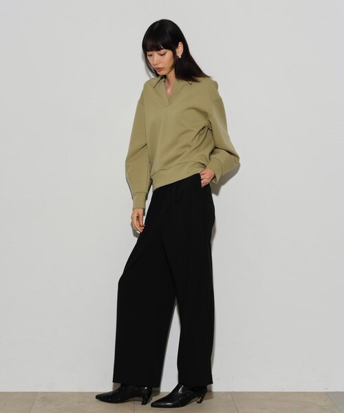 GALLEST(ギャレスト)の「ボンディングスキッパーポロTOPS(Tシャツ/カットソー・レディース・オリーブ/ブラック/アイボリー・38)」の9枚目の写真